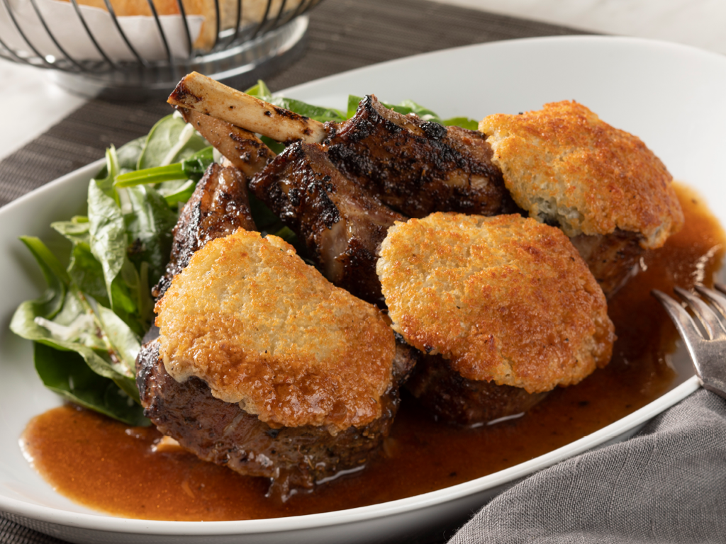 A plate of Gorgonzola Lamb Chops from Brio